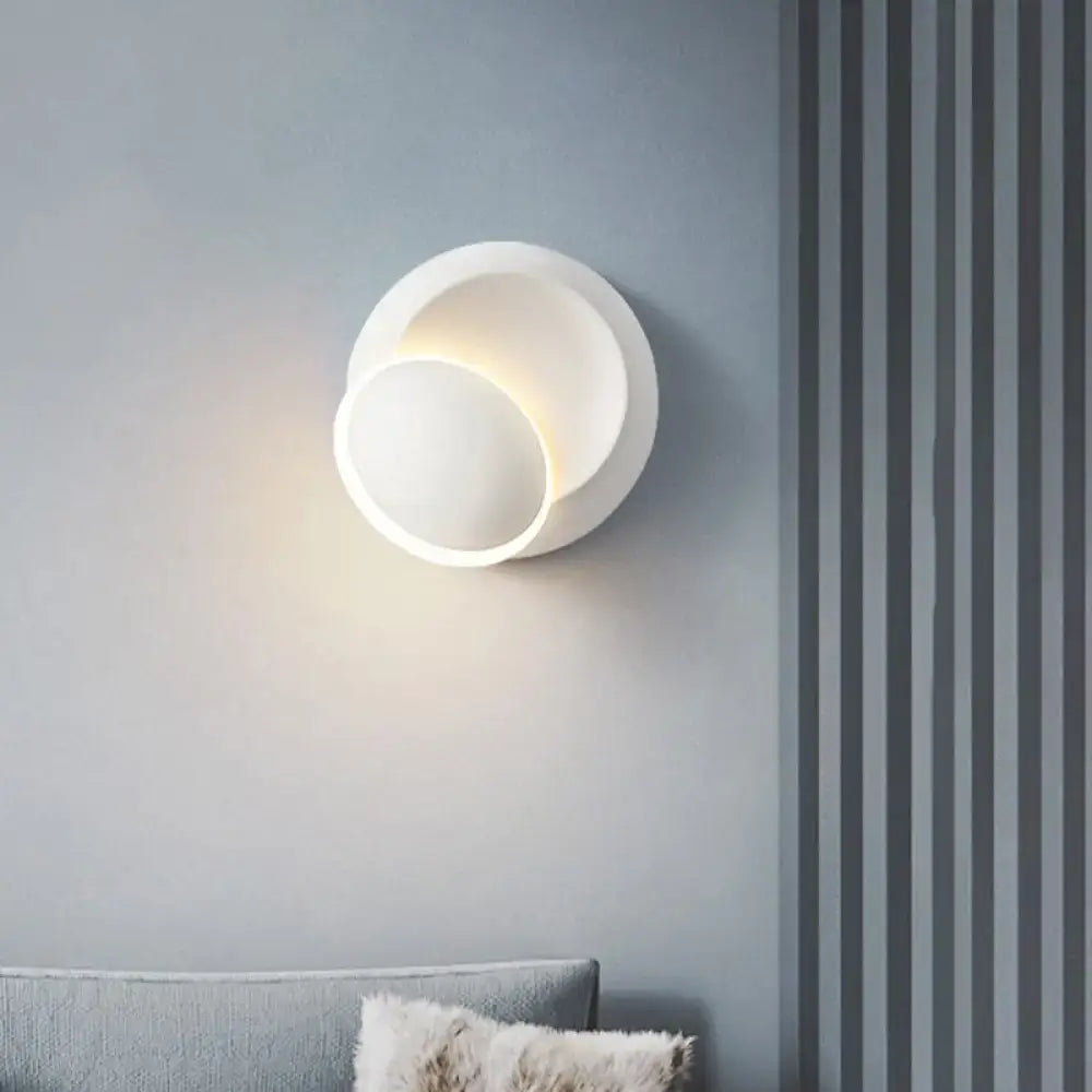 Modern black & white rotating eclipse wall lamp bedroom led sconce