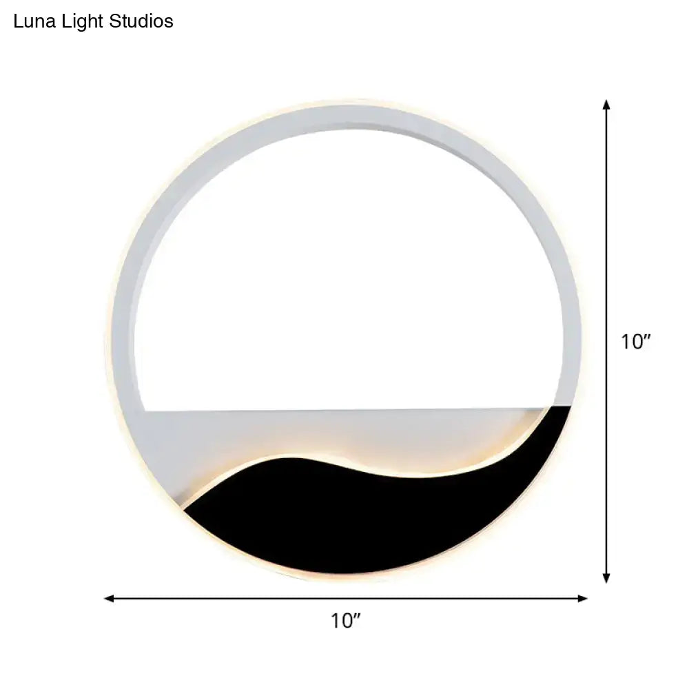 Modern black & white wave led wall light – bedroom sconce