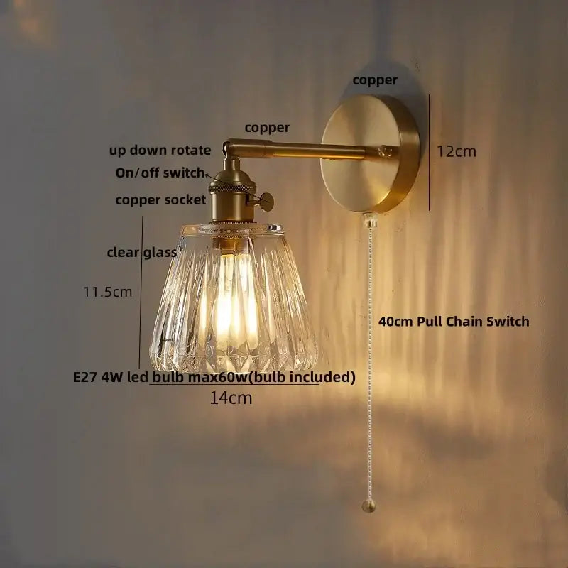 DecorBites™ Clear Glass Copper Knob LED Wall Lights | Modern Nordic Design
