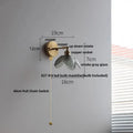 Modern brass and gray glass led wall sconce bedroom light with pull chain