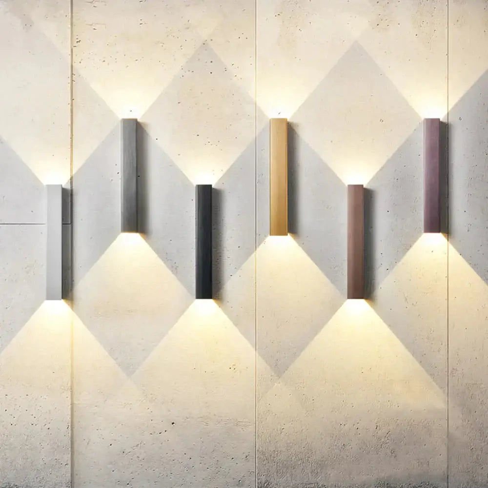 Modern brushed aluminum rectangular wall sconce bedroom ambient light