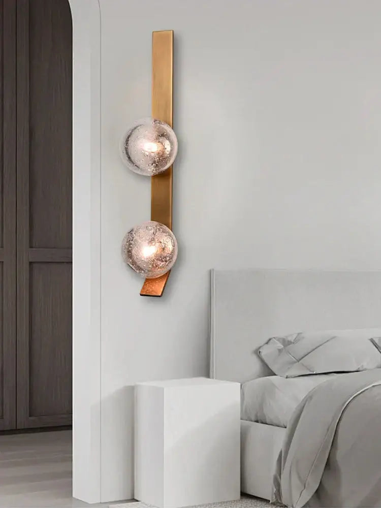 Modern brushed brass and frosted glass wall sconce lamps bedroom set