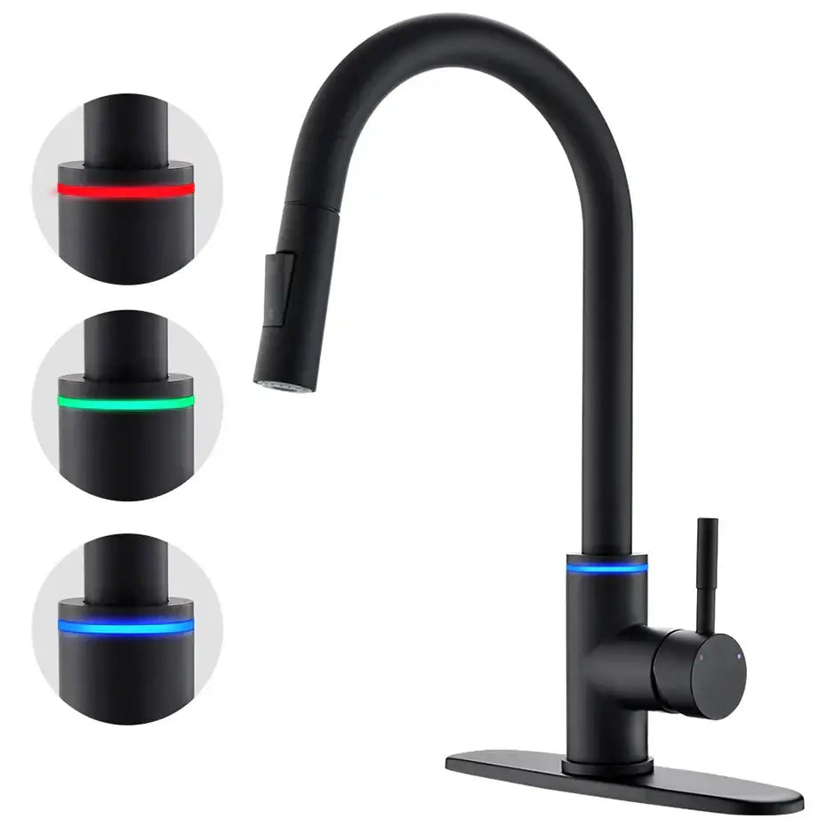DecorBites™ Brushed Nickel Pull Out Kitchen Faucet with Stream Sprayer Head