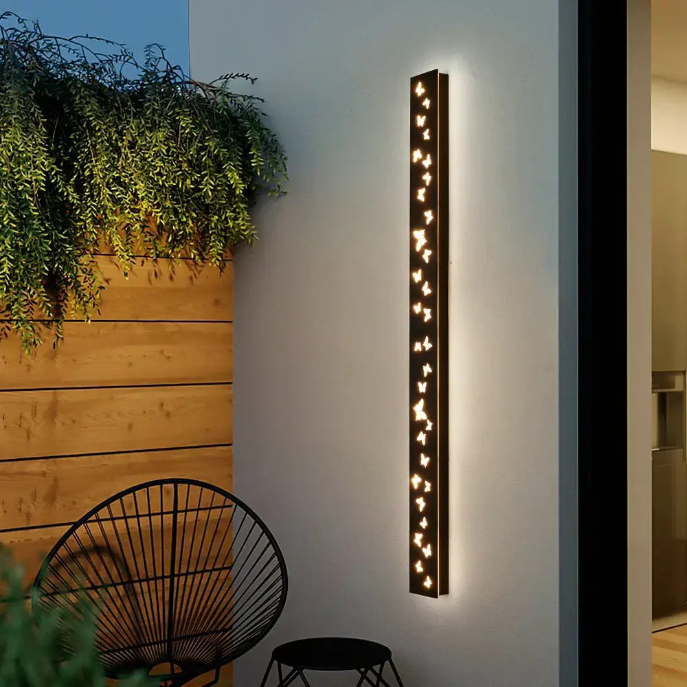 Modern butterfly pattern led outdoor wall sconce black yard light