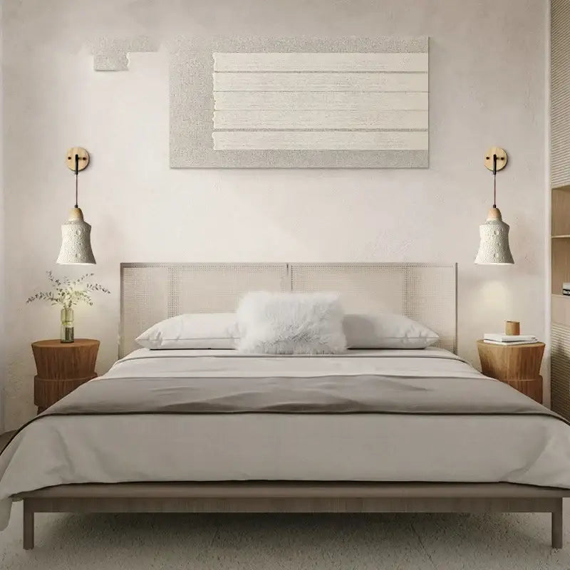 Modern ceramic bell wall lamp with pull chain switch bedroom light
