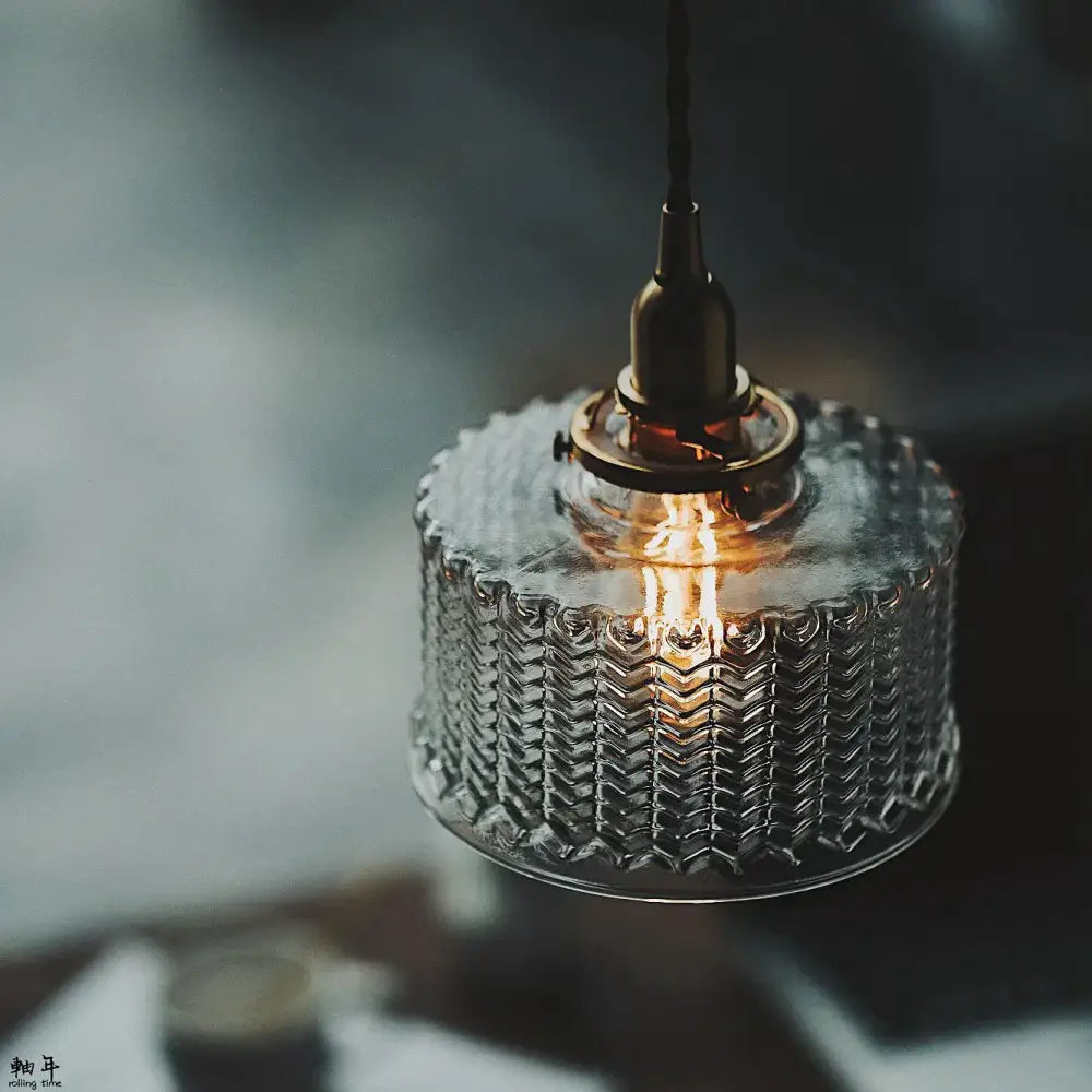 Modern chevron clear glass led pendant light kitchen brass hardware