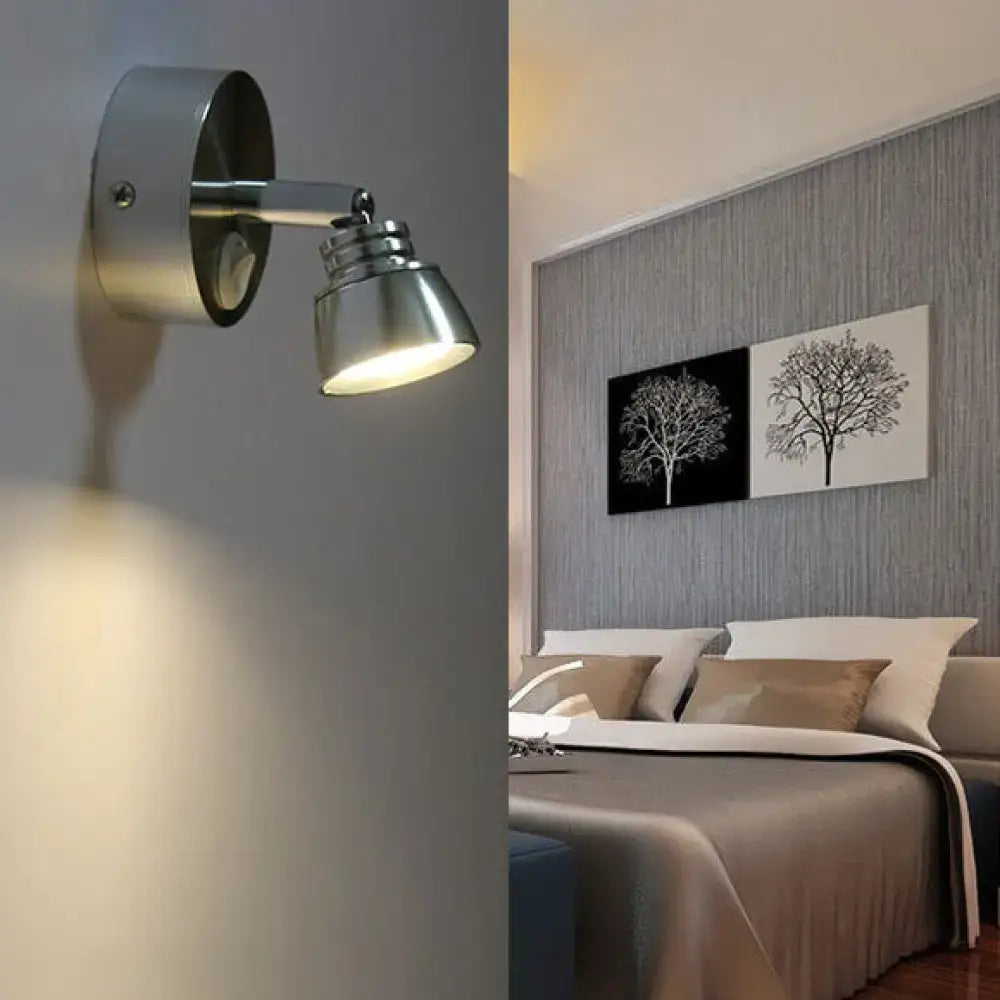 Modern chrome adjustable spotlight wall sconce bedroom white light