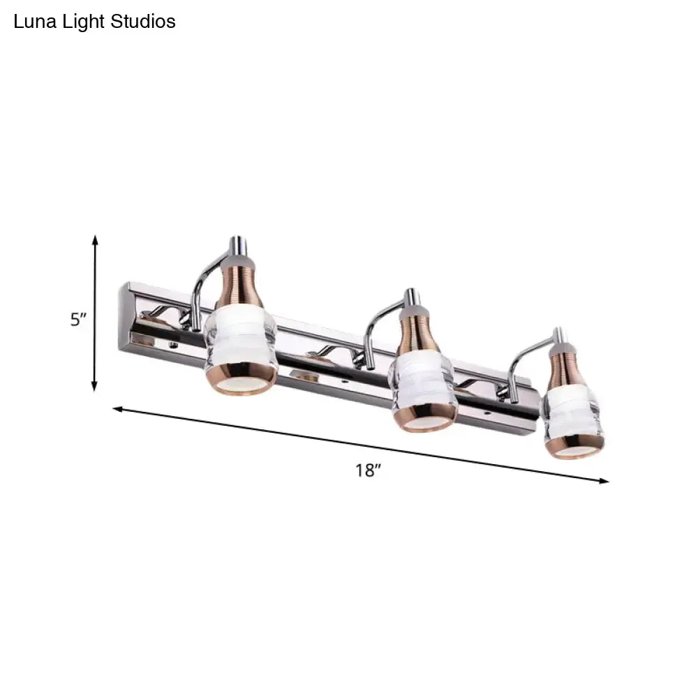 Modern chrome and rose gold vanity wall light bathroom fixture
