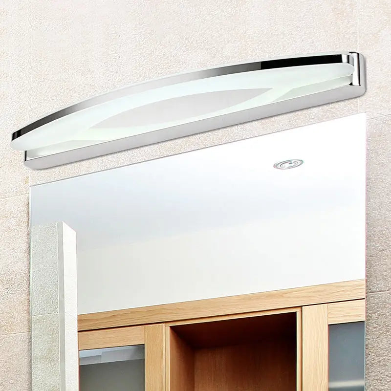 DecorBites™ Modern Style Chrome Arc Vanity Light with Stainless Steel LED Wall Sconce and Acrylic Diffuser