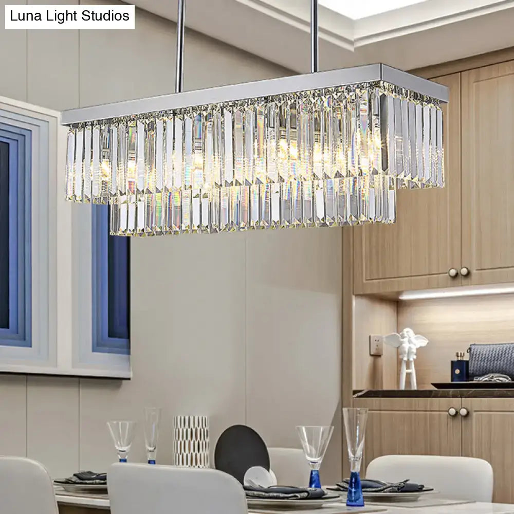 Modern chrome crystal block island light dining room e12 e14 pendant