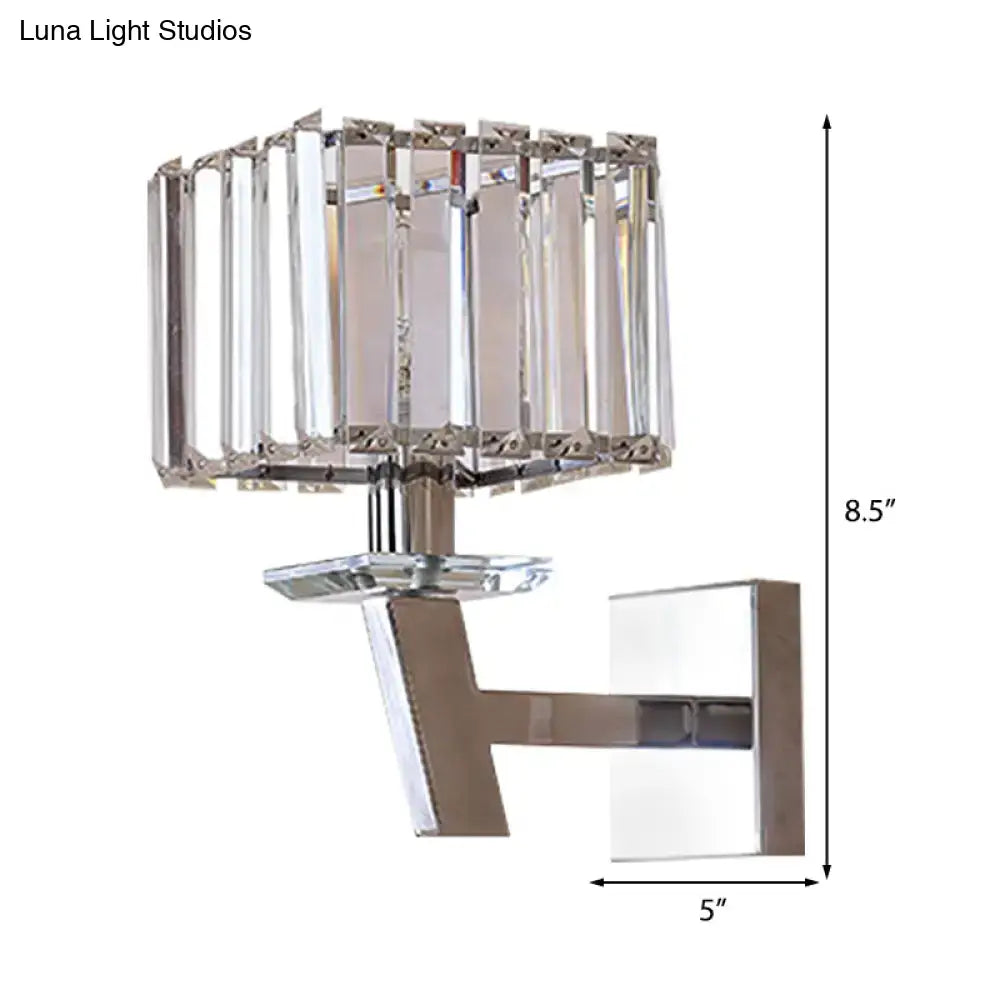 DecorBites™ Modern Clear Crystal Wall Light - Stylish 1 Light Chrome Sconce for Corridor