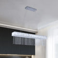 Modern chrome kitchen island pendant light with oversized rectangle crystal
