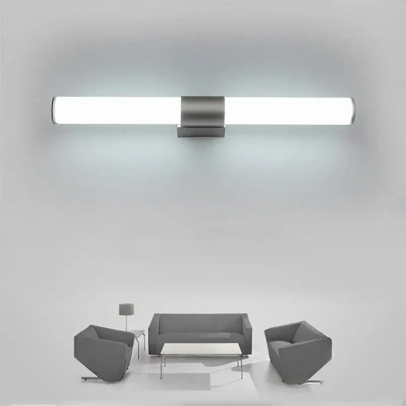 Modern chrome led wall light mirror bathroom sconce warm white