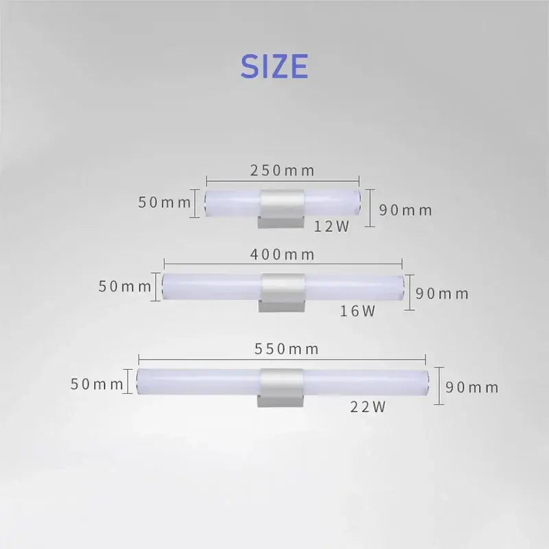 Modern chrome led wall light mirror bathroom sconce warm white