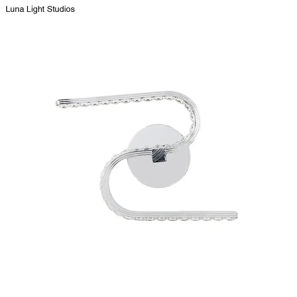 Modern chrome s-shape led wall sconce bedroom warm white light