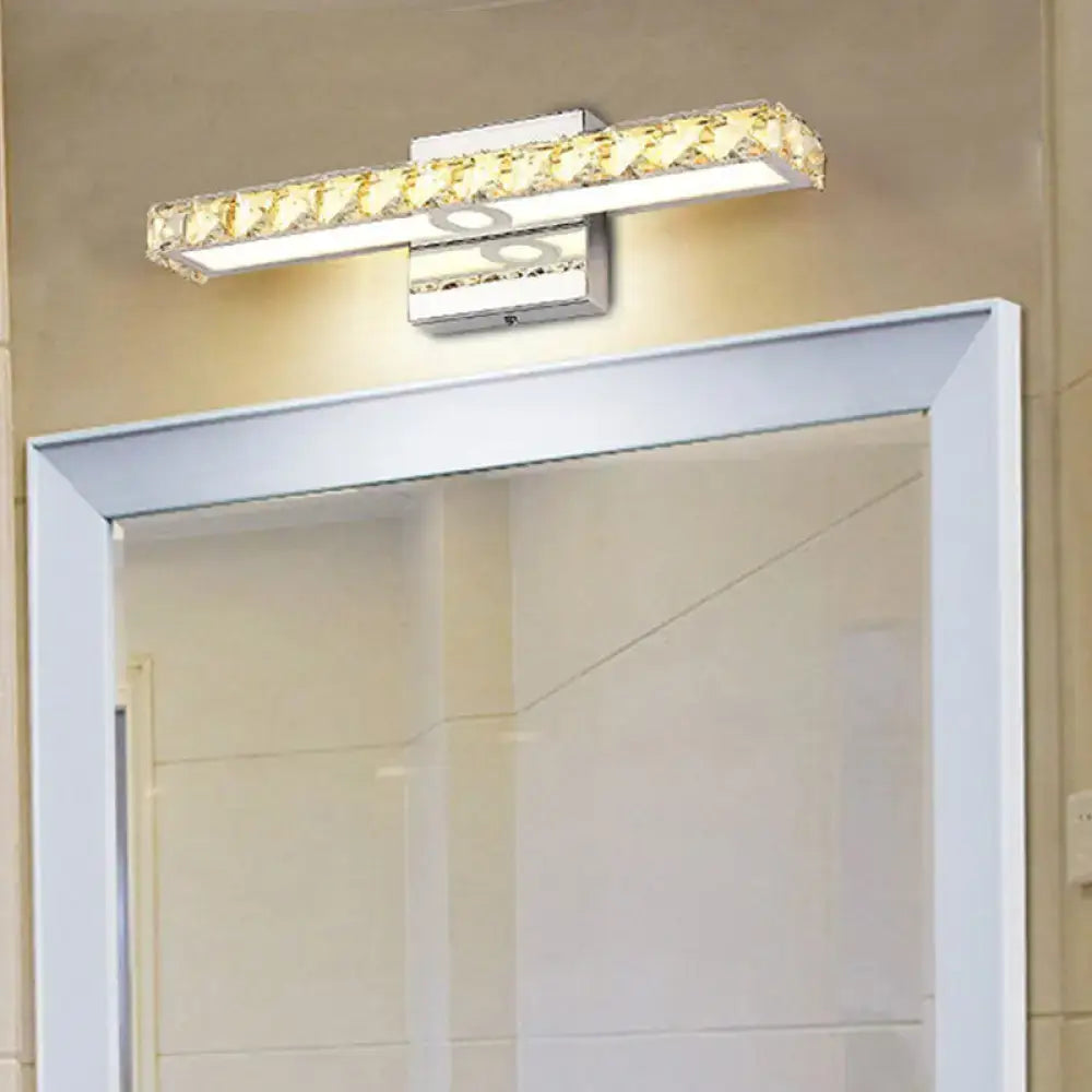 Modern chrome & silver champagne linear wall sconce bathroom light