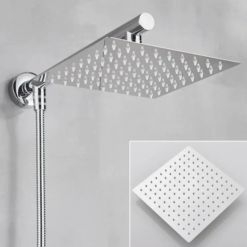 DecorBites™ 10" Square Rainfall Shower Head Set with Stainless Steel Hose
