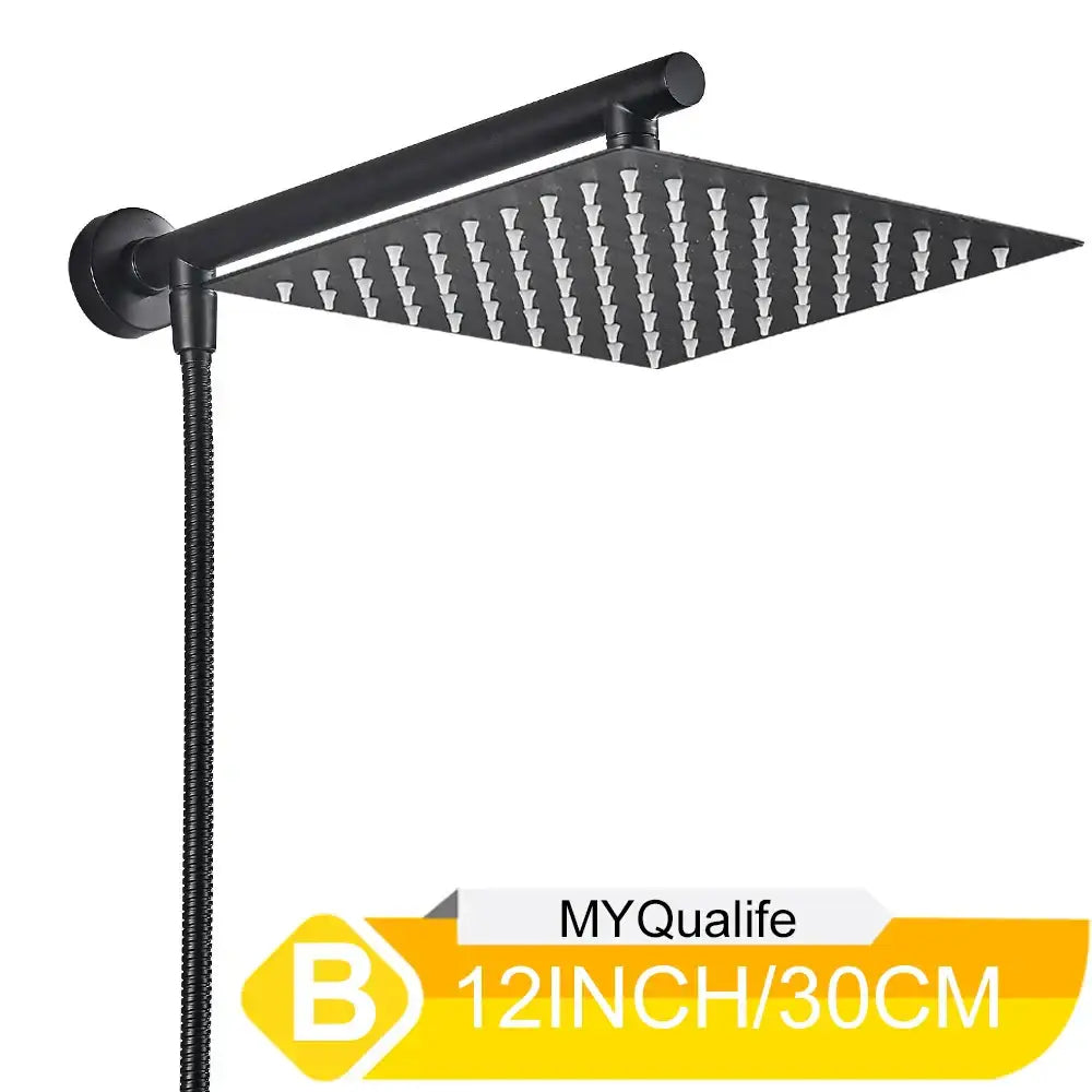DecorBites™ 10" Square Rainfall Shower Head Set with Stainless Steel Hose