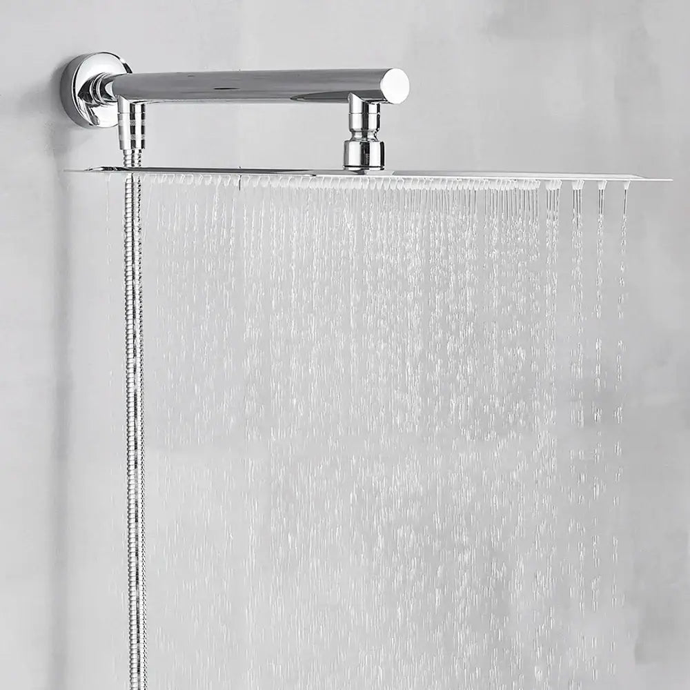 DecorBites™ 10" Square Rainfall Shower Head Set with Stainless Steel Hose