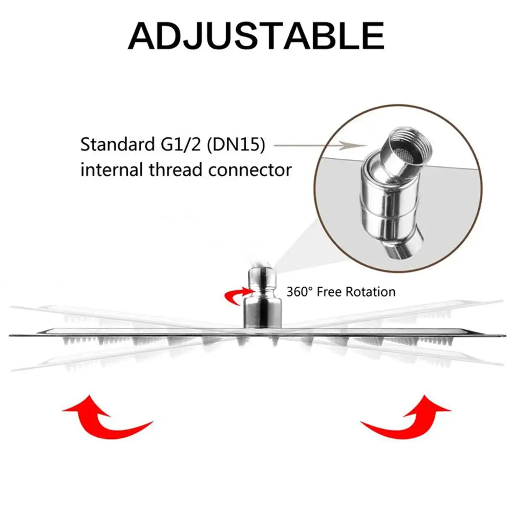 DecorBites™ 10" Square Rainfall Shower Head Set with Stainless Steel Hose