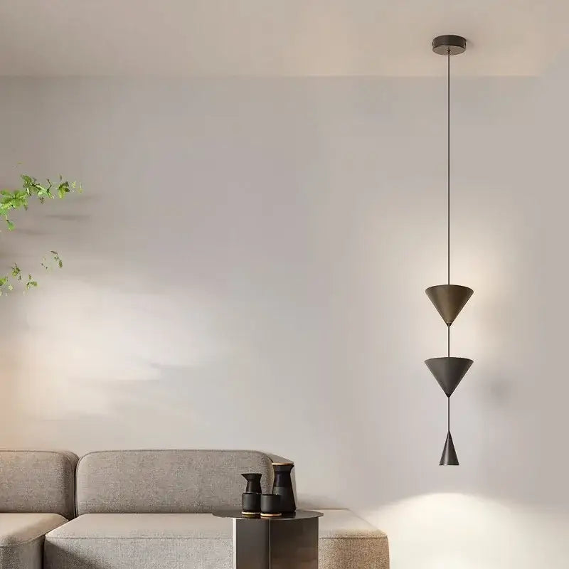 DecorBites™ Cone Long LED Pendant Chandelier for Modern Bedroom, White/Black Variant