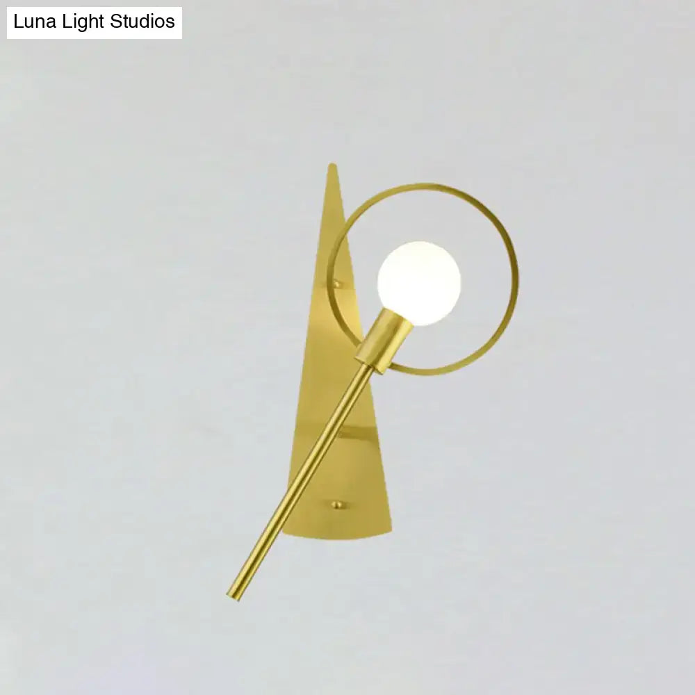 Modern gold angular ring sconce light fixture for bedroom