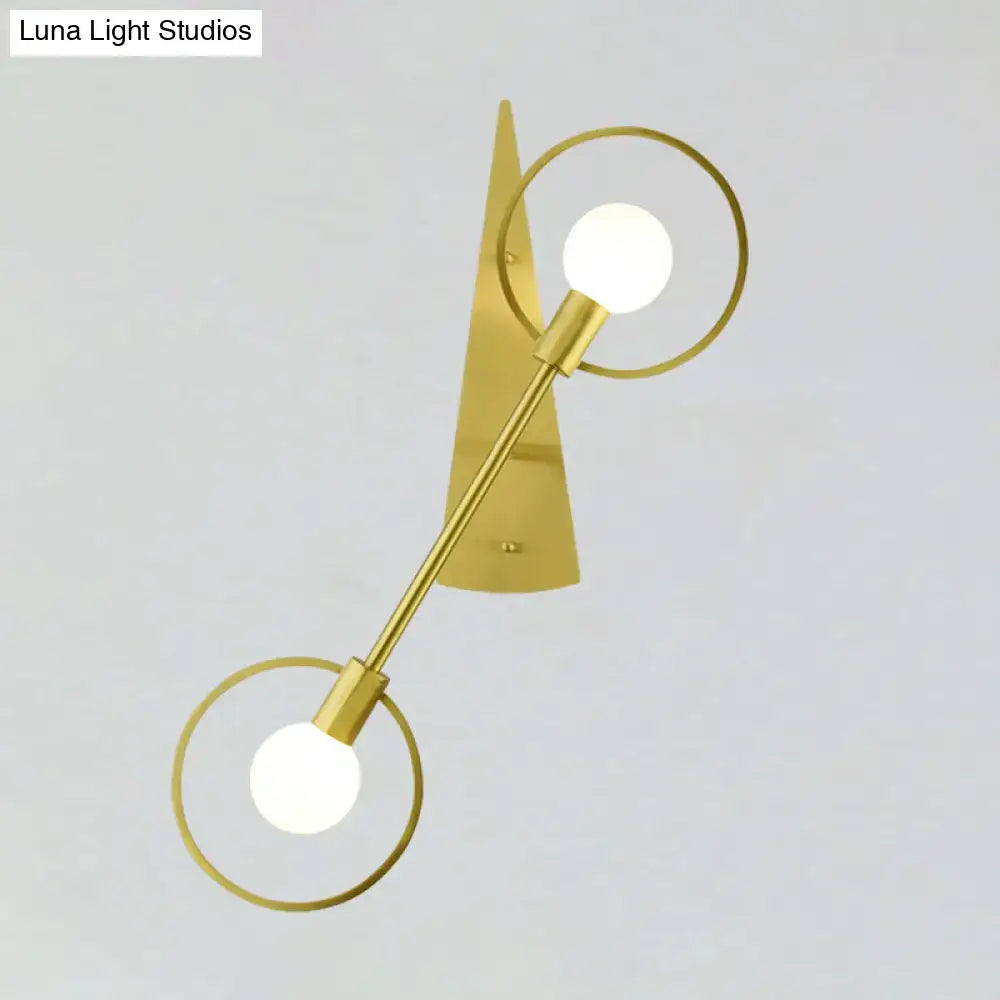 Modern gold angular ring sconce light fixture for bedroom