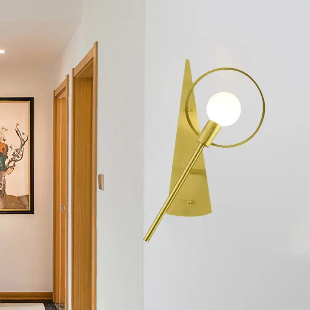 Modern gold angular ring sconce light fixture for bedroom