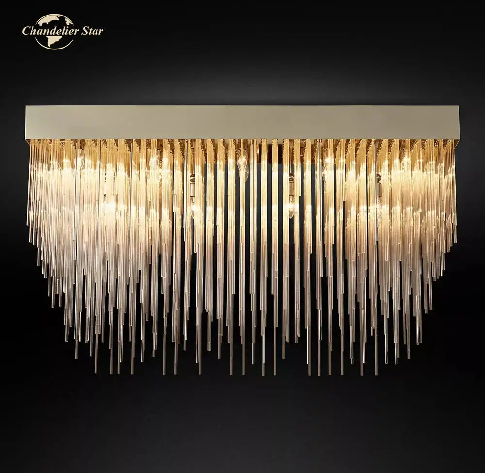 Modern gold cascada rectangular led chandelier dining room light