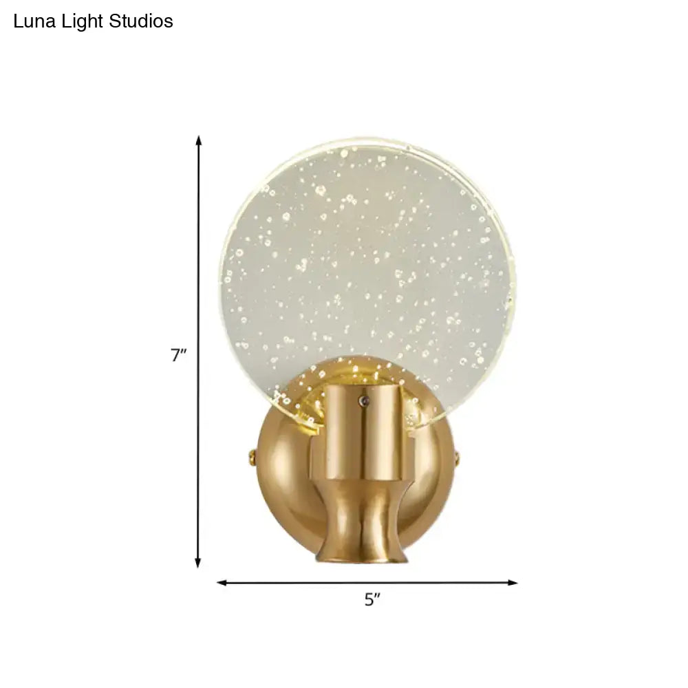 Modern gold circle panel wall light bedroom bubble crystal sconce