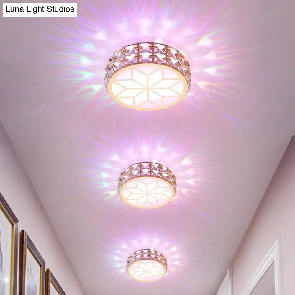 Modern gold crystal flush mount ceiling light for passageway