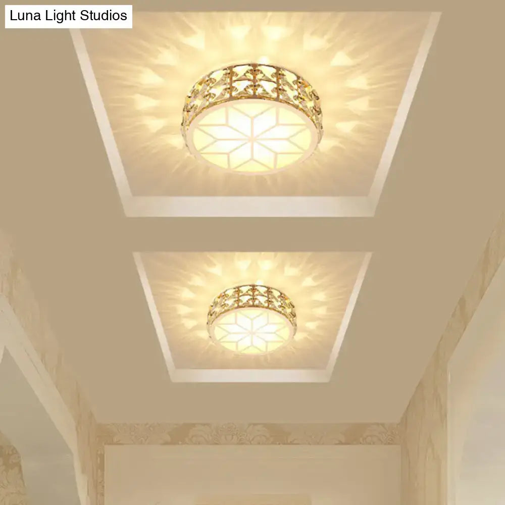 Modern gold crystal flush mount ceiling light for passageway