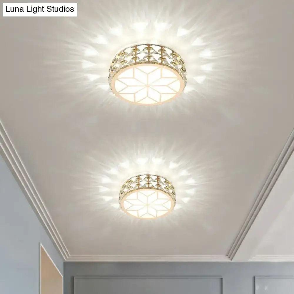 Modern gold crystal flush mount ceiling light for passageway