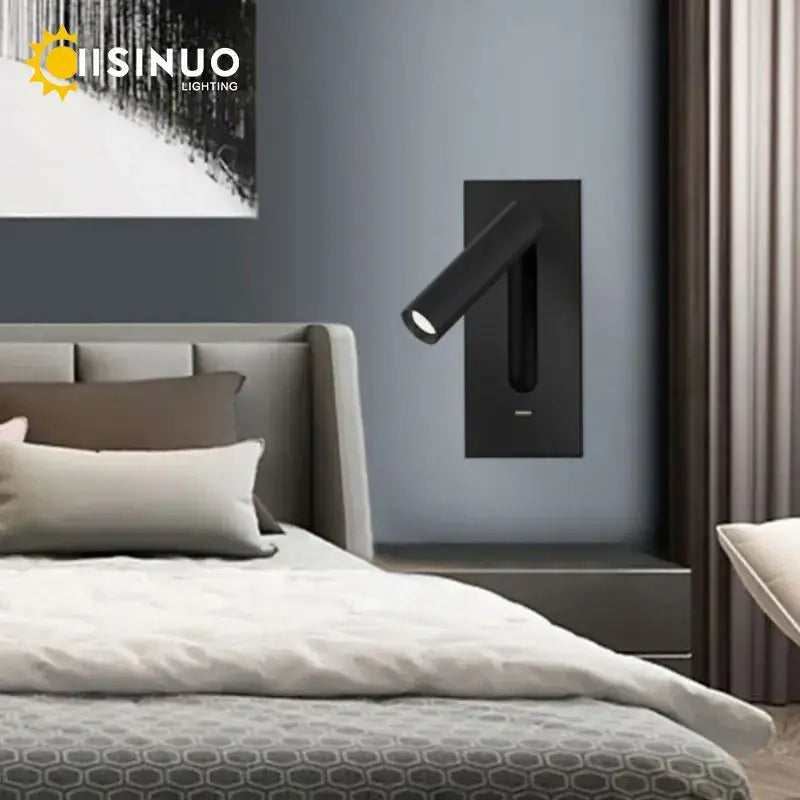 Modern gold led wall sconce with usb charging – bedroom reading light