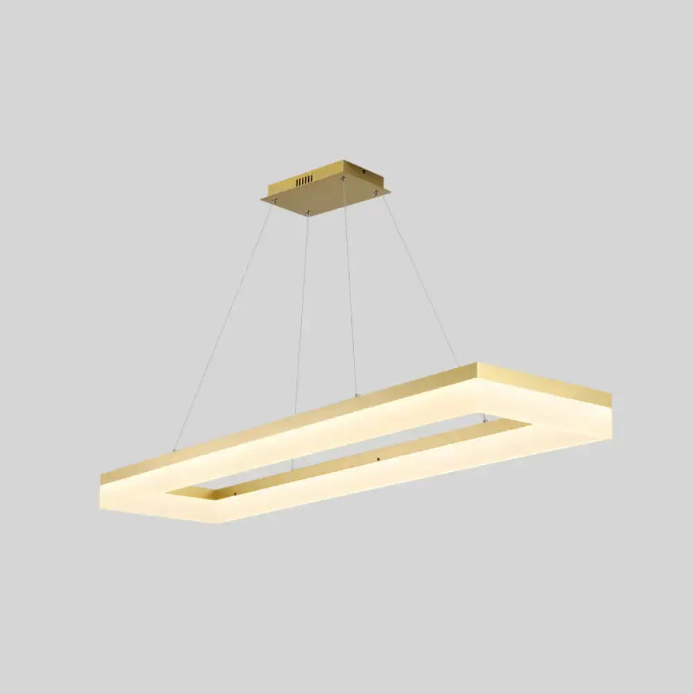 Modern gold rectangular led ceiling light for kitchen island