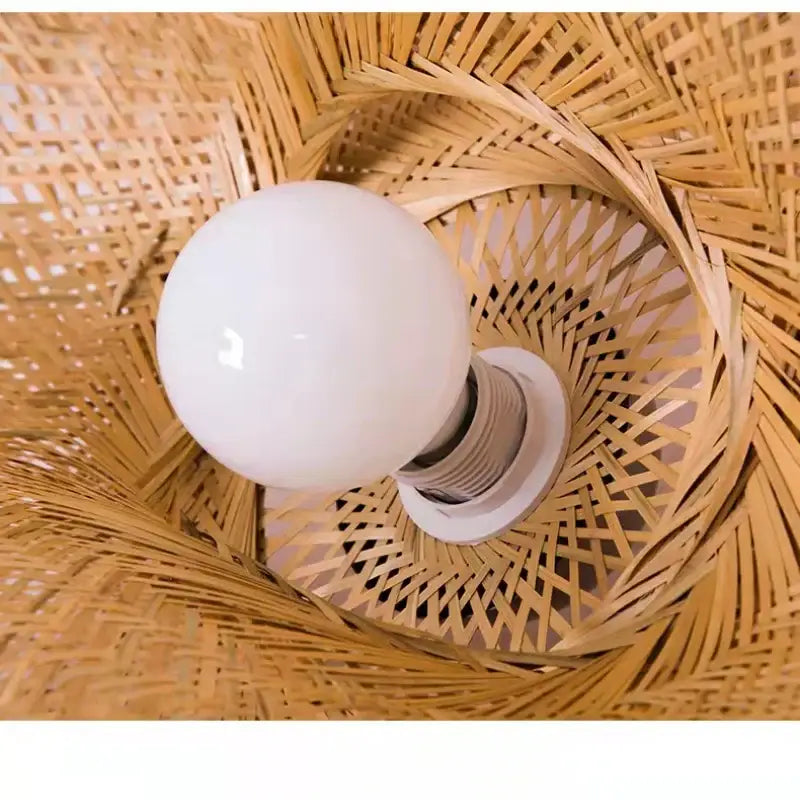 Modern golden bamboo woven chandelier tea room pendant light
