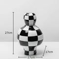 Modern irregular black & white check ceramic vase room decor