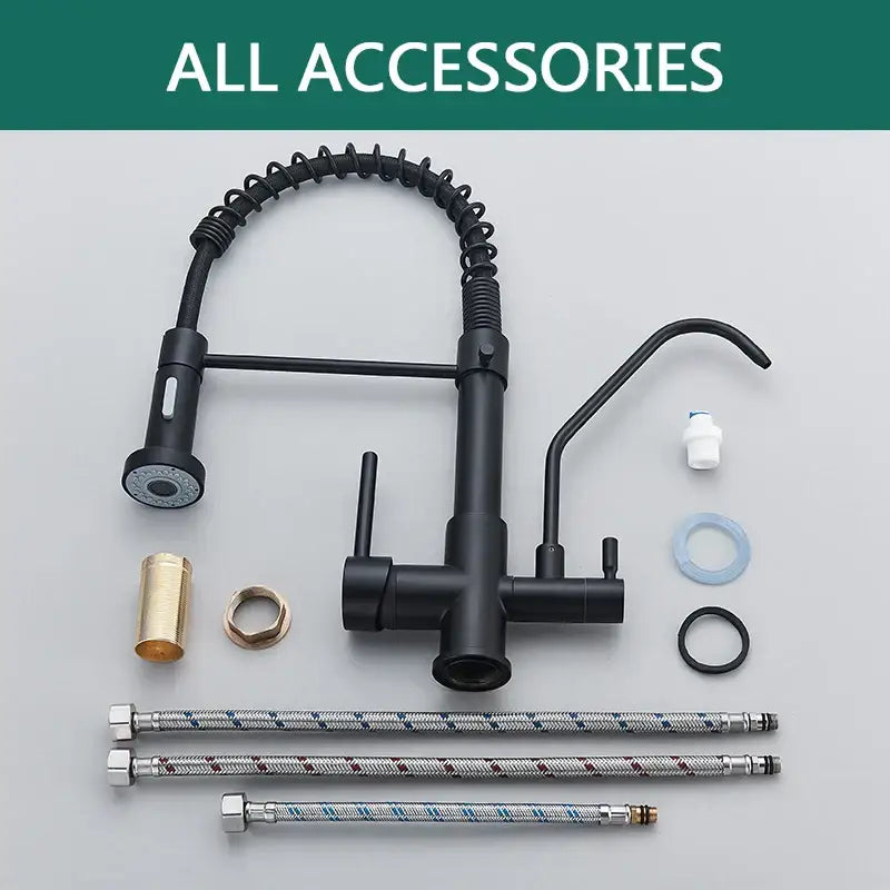 DecorBites™ Black Pull Down Pure Water Kitchen Faucet Swivel Hot Cold Water Taps