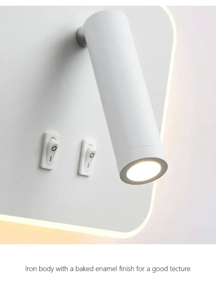 Modern minimalist black & white led wall lamp usb bedroom sconce