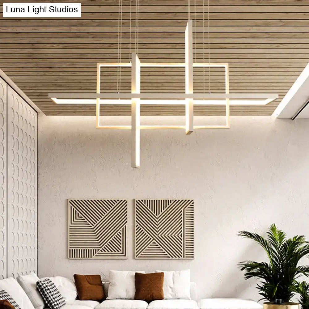 Modern minimalist white led rectangular pendant light kitchen x10 x12