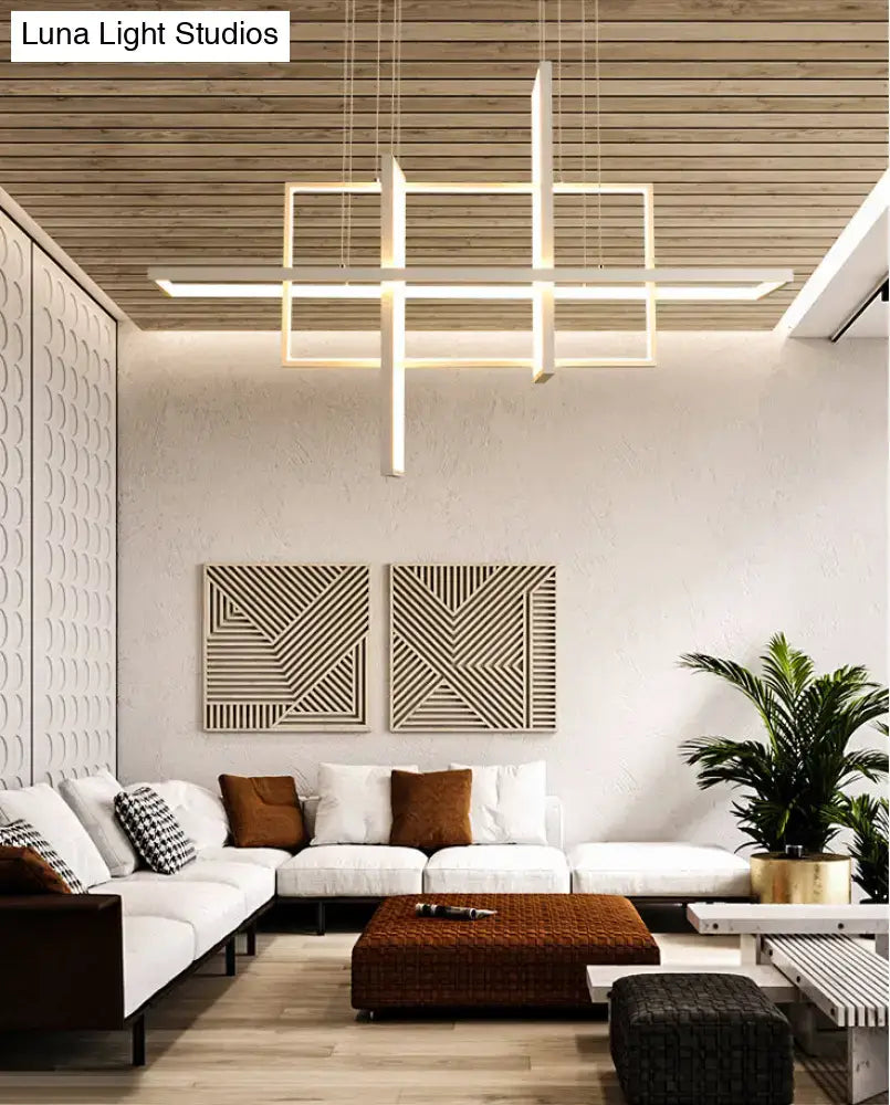 Modern minimalist white led rectangular pendant light kitchen x10 x12