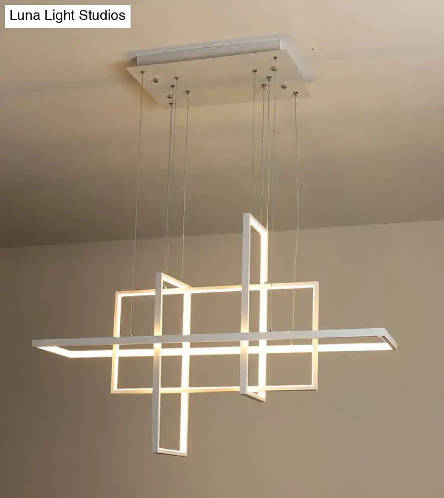 Modern minimalist white led rectangular pendant light kitchen x10 x12