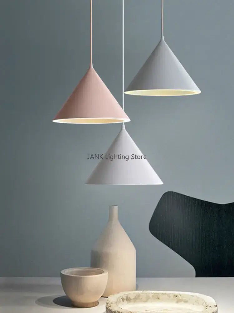 Modern pastel cone pendant light kitchen three lighting methods
