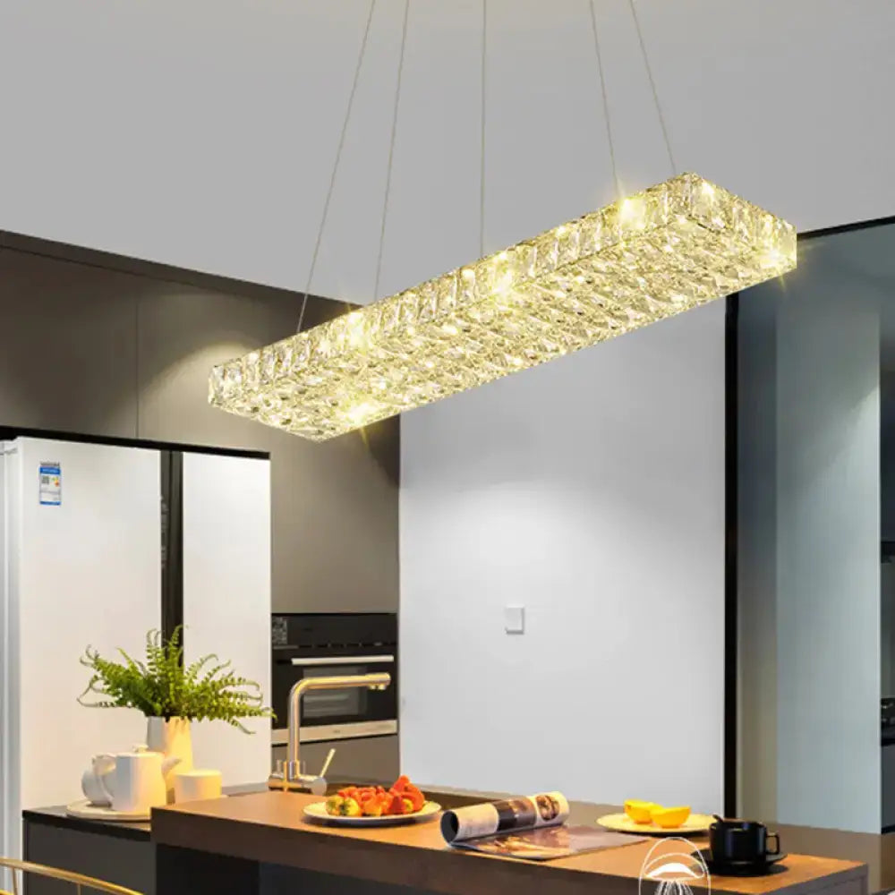 Modern rectangular k9 crystal ceiling pendant for dining room