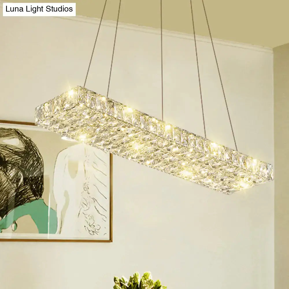 Modern rectangular k9 crystal ceiling pendant for dining room