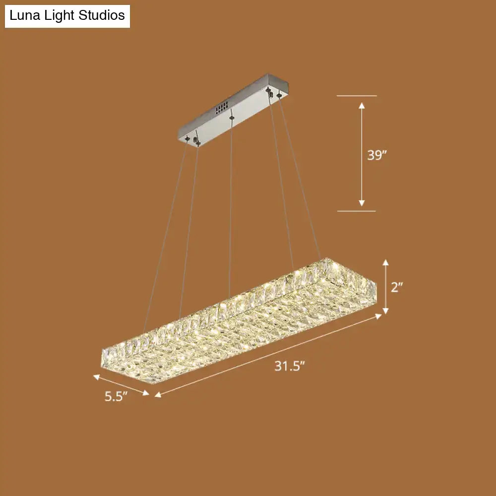 Modern rectangular k9 crystal ceiling pendant for dining room