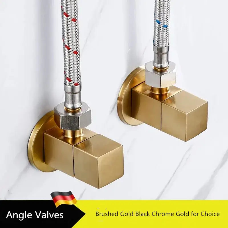 Modern square brass black angle valve bathroom water control