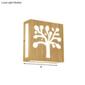 DecorBites™ Modern LED Wood Square Wall Sconce: Beige Bedside Light with Cute Pattern