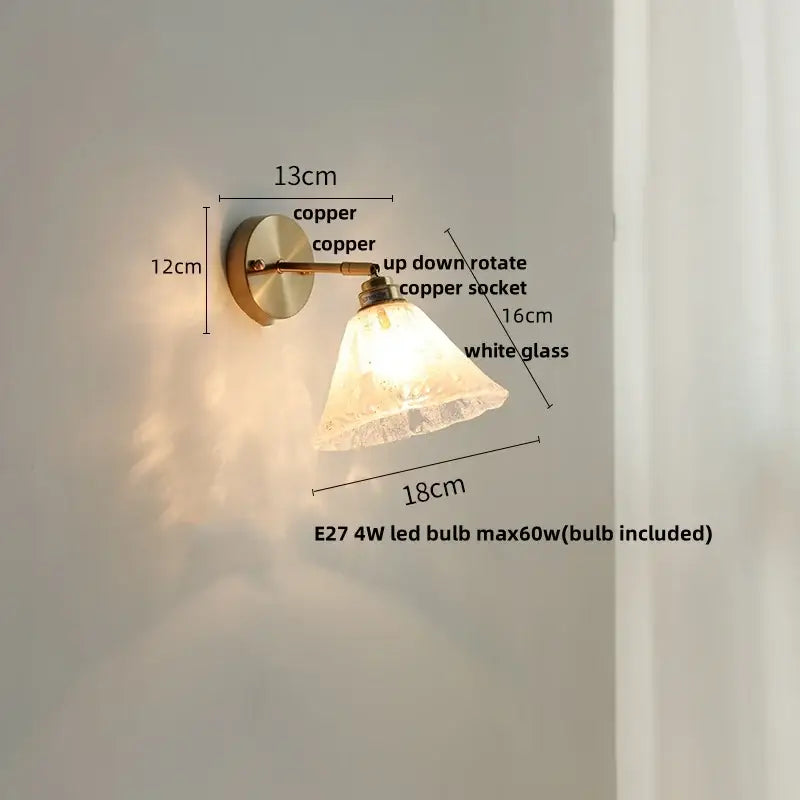 Modern turquoise blue glass wall sconce bedroom pull chain light