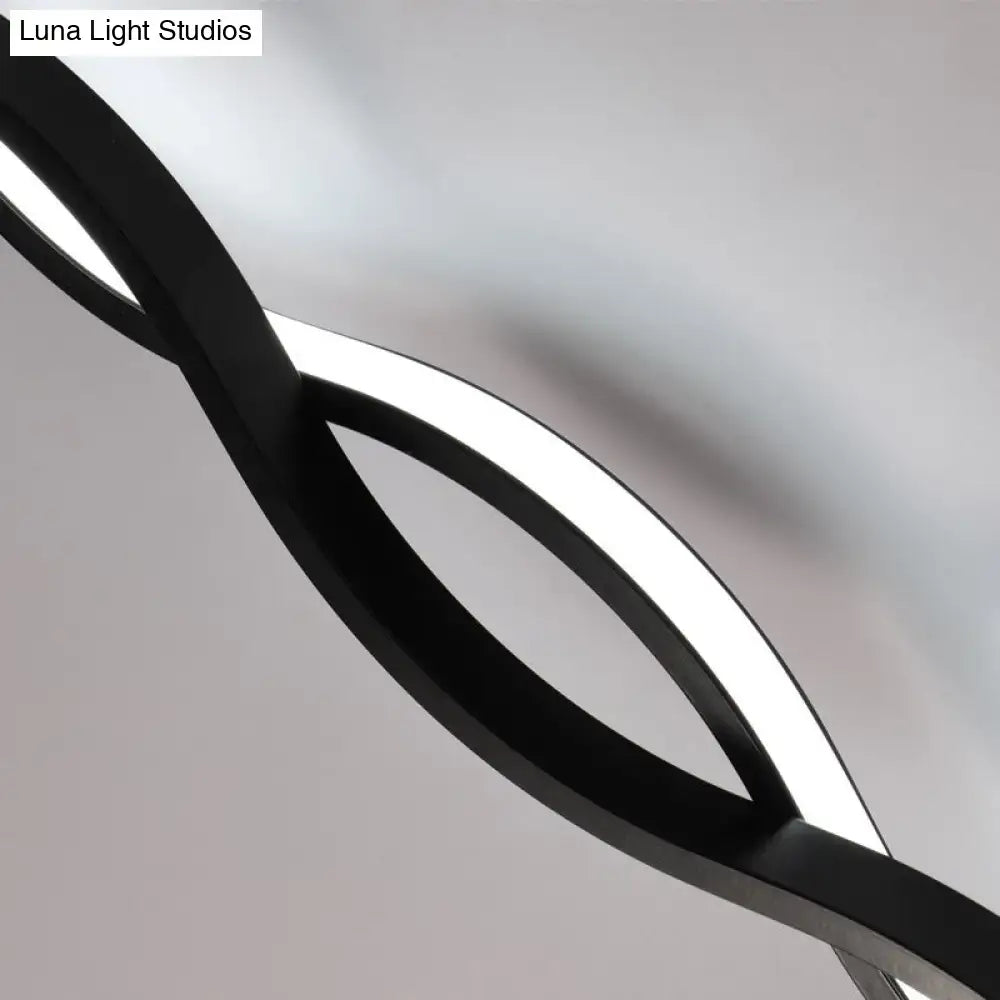 Modern twisted black & white led wall sconce bedroom light